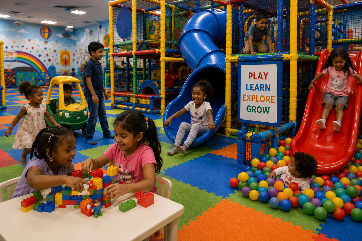 Children's play area with colourful equipment